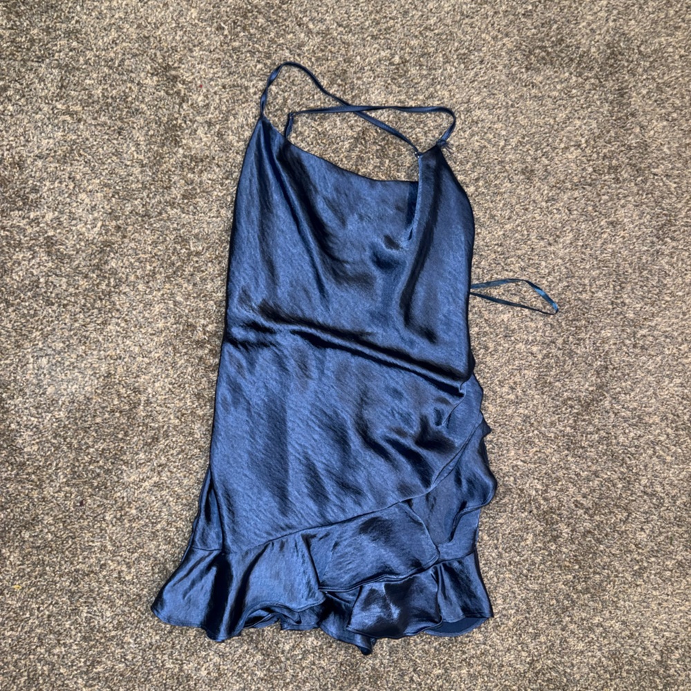 Princess Polly Navy Satin Dress